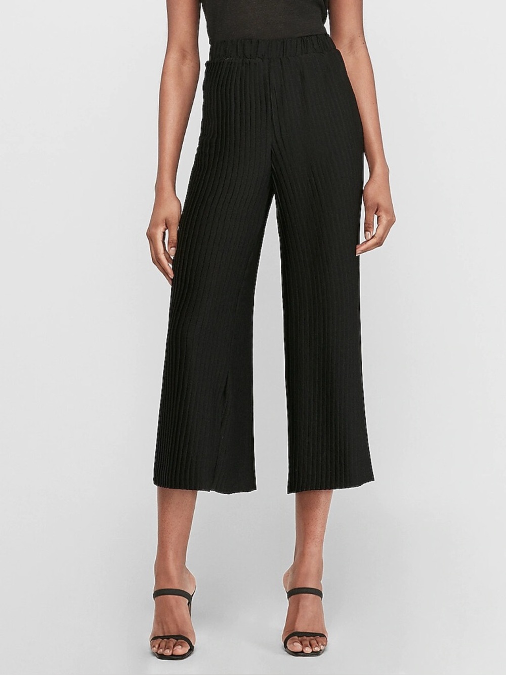 Express High Waisted Pleated Cropped Pull On Pants